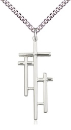 [6030SS/24SS] Sterling Silver Cross Pendant on a 24 inch Sterling Silver Heavy Curb chain