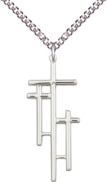[6030SS/24SS] Sterling Silver Cross Pendant on a 24 inch Sterling Silver Heavy Curb chain