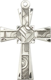 [6032SS] Sterling Silver Mosaic Cross Medal
