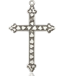 [6033SS] Sterling Silver Heart Cross Medal