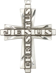 [6034SS] Sterling Silver Jesus Christus Cross Medal