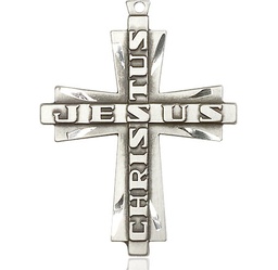 [6034SS] Sterling Silver Jesus Christus Cross Medal