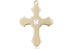 [6036GF1-STN4] 14kt Gold Filled Cross Medal with a 3mm Crystal Swarovski stone