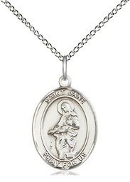 [8029SS/18SS] Sterling Silver Saint Jane of Valois Pendant on a 18 inch Sterling Silver Light Curb chain