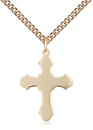 [6036GF1/24GF] 14kt Gold Filled Cross Pendant on a 24 inch Gold Filled Heavy Curb chain