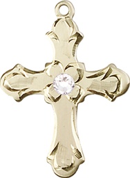 [6036GF2-STN4] 14kt Gold Filled Cross Medal with a 3mm Crystal Swarovski stone