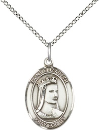 [8033SS/18SS] Sterling Silver Saint Elizabeth of Hungary Pendant on a 18 inch Sterling Silver Light Curb chain