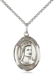 [8033SS/18SS] Sterling Silver Saint Elizabeth of Hungary Pendant on a 18 inch Sterling Silver Light Curb chain