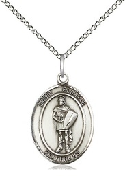 [8034SS/18SS] Sterling Silver Saint Florian Pendant on a 18 inch Sterling Silver Light Curb chain