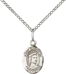 [9033SS/18SS] Sterling Silver Saint Elizabeth of Hungary Pendant on a 18 inch Sterling Silver Light Curb chain