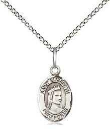 [9033SS/18SS] Sterling Silver Saint Elizabeth of Hungary Pendant on a 18 inch Sterling Silver Light Curb chain