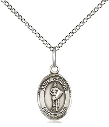 [9034SS/18SS] Sterling Silver Saint Florian Pendant on a 18 inch Sterling Silver Light Curb chain