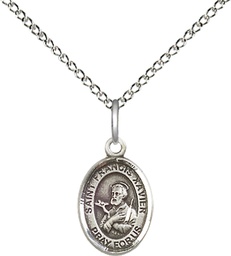 [9037SS/18SS] Sterling Silver Saint Francis Xavier Pendant on a 18 inch Sterling Silver Light Curb chain
