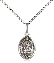 [9037SS/18SS] Sterling Silver Saint Francis Xavier Pendant on a 18 inch Sterling Silver Light Curb chain