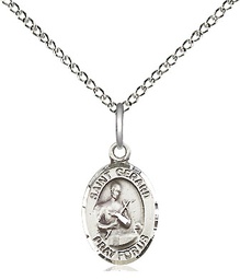 [9042SS/18SS] Sterling Silver Saint Gerard Majella Pendant on a 18 inch Sterling Silver Light Curb chain