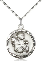 [5435SS/18SS] Sterling Silver Saint Lucy Pendant on a 18 inch Sterling Silver Light Curb chain