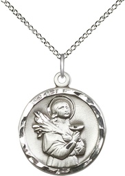 [5435SS/18SS] Sterling Silver Saint Lucy Pendant on a 18 inch Sterling Silver Light Curb chain