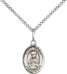 [9046SS/18SS] Sterling Silver Saint Henry II Pendant on a 18 inch Sterling Silver Light Curb chain