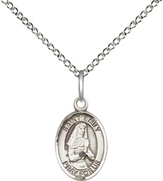 [9047SS/18SS] Sterling Silver Saint Emily de Vialar Pendant on a 18 inch Sterling Silver Light Curb chain