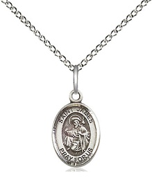 [9050SS/18SS] Sterling Silver Saint James the Greater Pendant on a 18 inch Sterling Silver Light Curb chain