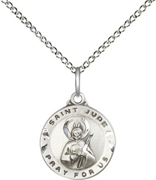 [5651SS/18SS] Sterling Silver Saint Jude Pendant on a 18 inch Sterling Silver Light Curb chain