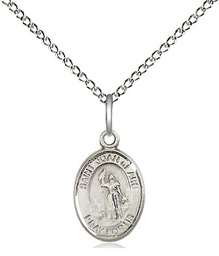 [9053SS/18SS] Sterling Silver Saint Joan of Arc Pendant on a 18 inch Sterling Silver Light Curb chain