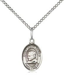 [9055SS/18SS] Sterling Silver Saint John Bosco Pendant on a 18 inch Sterling Silver Light Curb chain