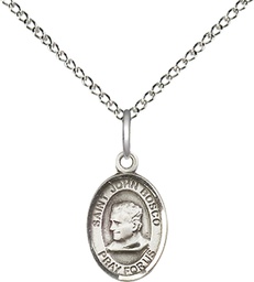 [9055SS/18SS] Sterling Silver Saint John Bosco Pendant on a 18 inch Sterling Silver Light Curb chain