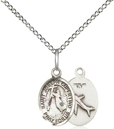 [9057SS/18SS] Sterling Silver Saint Joseph of Cupertino Pendant on a 18 inch Sterling Silver Light Curb chain