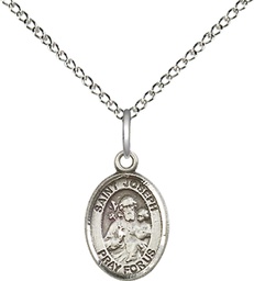 [9058SS/18SS] Sterling Silver Saint Joseph Pendant on a 18 inch Sterling Silver Light Curb chain