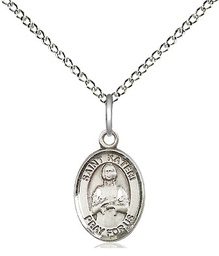 [9061SS/18SS] Sterling Silver Saint Kateri Pendant on a 18 inch Sterling Silver Light Curb chain