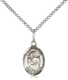[9062SS/18SS] Sterling Silver Saint Kevin Pendant on a 18 inch Sterling Silver Light Curb chain