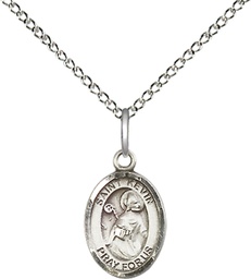 [9062SS/18SS] Sterling Silver Saint Kevin Pendant on a 18 inch Sterling Silver Light Curb chain
