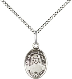 [9069SS/18SS] Sterling Silver Saint Maria Faustina Pendant on a 18 inch Sterling Silver Light Curb chain