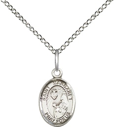 [9072SS/18SS] Sterling Silver Saint Margaret Mary Alacoque Pendant on a 18 inch Sterling Silver Light Curb chain