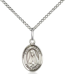 [9075SS/18SS] Sterling Silver Saint Martha Pendant on a 18 inch Sterling Silver Light Curb chain