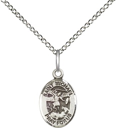 [9076SS/18SS] Sterling Silver Saint Michael the Archangel Pendant on a 18 inch Sterling Silver Light Curb chain