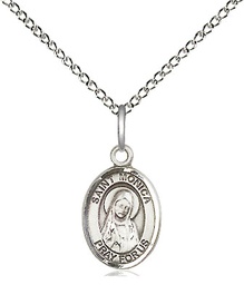 [9079SS/18SS] Sterling Silver Saint Monica Pendant on a 18 inch Sterling Silver Light Curb chain