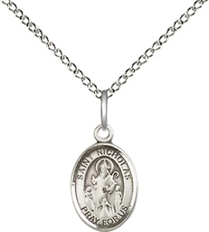 [9080SS/18SS] Sterling Silver Saint Nicholas Pendant on a 18 inch Sterling Silver Light Curb chain
