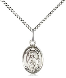 [9086SS/18SS] Sterling Silver Saint Paul the Apostle Pendant on a 18 inch Sterling Silver Light Curb chain