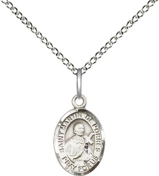 [9089SS/18SS] Sterling Silver Saint Martin de Porres Pendant on a 18 inch Sterling Silver Light Curb chain