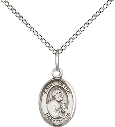 [9090SS/18SS] Sterling Silver Saint Peter the Apostle Pendant on a 18 inch Sterling Silver Light Curb chain