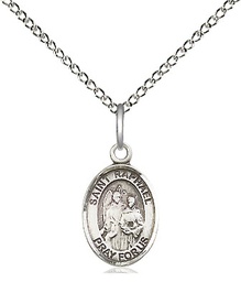 [9092SS/18SS] Sterling Silver Saint Raphael the Archangel Pendant on a 18 inch Sterling Silver Light Curb chain