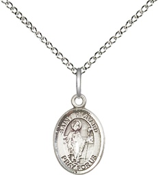 [9093SS/18SS] Sterling Silver Saint Richard Pendant on a 18 inch Sterling Silver Light Curb chain