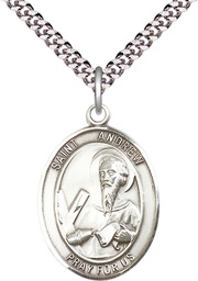 [7000SS/24S] Sterling Silver Saint Andrew the Apostle Pendant on a 24 inch Light Rhodium Heavy Curb chain
