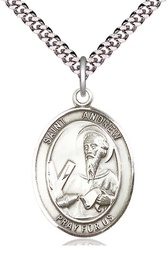 [7000SS/24S] Sterling Silver Saint Andrew the Apostle Pendant on a 24 inch Light Rhodium Heavy Curb chain