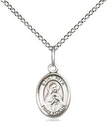 [9094SS/18SS] Sterling Silver Saint Rita of Cascia Pendant on a 18 inch Sterling Silver Light Curb chain