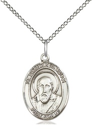[8035SS/18SS] Sterling Silver Saint Francis de Sales Pendant on a 18 inch Sterling Silver Light Curb chain