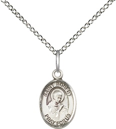 [9096SS/18SS] Sterling Silver Saint Robert Bellarmine Pendant on a 18 inch Sterling Silver Light Curb chain