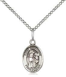 [9100SS/18SS] Sterling Silver Saint Sebastian Pendant on a 18 inch Sterling Silver Light Curb chain